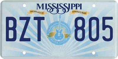 MS license plate BZT805