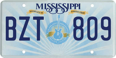 MS license plate BZT809