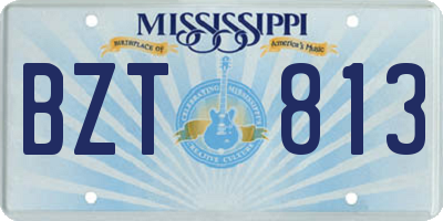 MS license plate BZT813