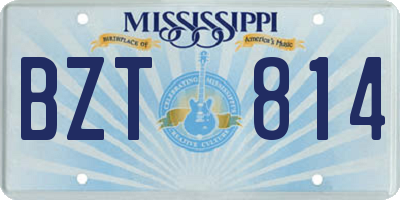 MS license plate BZT814