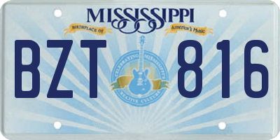 MS license plate BZT816