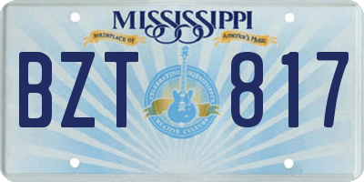 MS license plate BZT817