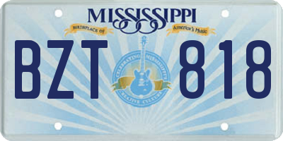 MS license plate BZT818