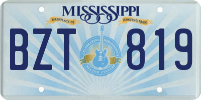 MS license plate BZT819