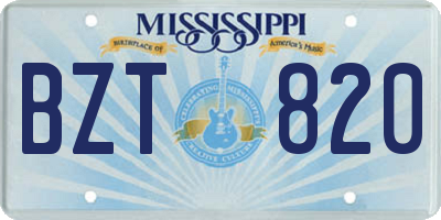 MS license plate BZT820