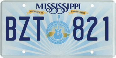 MS license plate BZT821