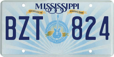 MS license plate BZT824