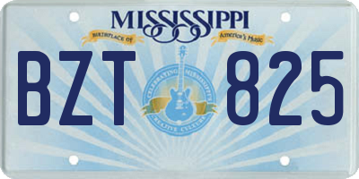 MS license plate BZT825