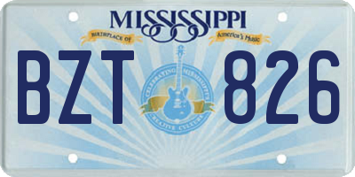 MS license plate BZT826