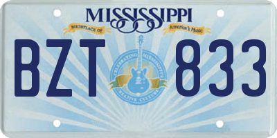 MS license plate BZT833