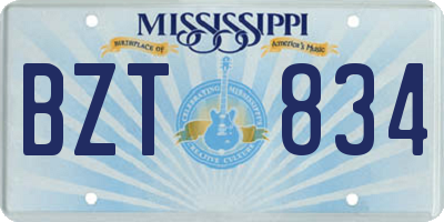 MS license plate BZT834