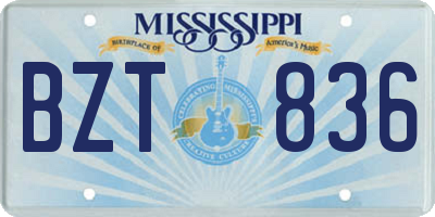 MS license plate BZT836