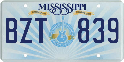 MS license plate BZT839