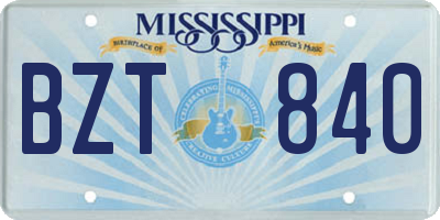 MS license plate BZT840