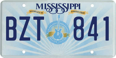 MS license plate BZT841