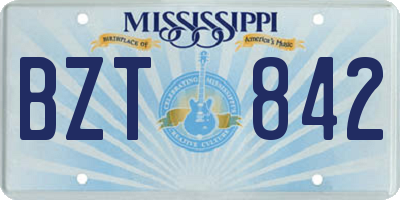 MS license plate BZT842
