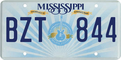 MS license plate BZT844