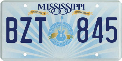 MS license plate BZT845