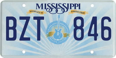 MS license plate BZT846