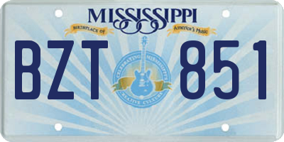 MS license plate BZT851