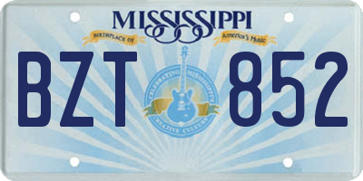 MS license plate BZT852