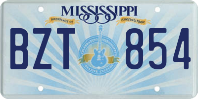 MS license plate BZT854
