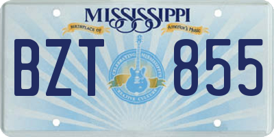 MS license plate BZT855