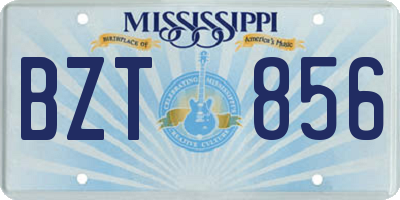 MS license plate BZT856