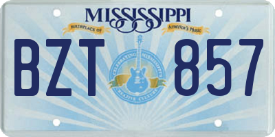 MS license plate BZT857