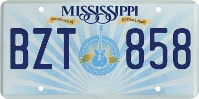 MS license plate BZT858