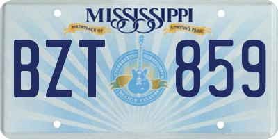 MS license plate BZT859