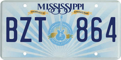 MS license plate BZT864