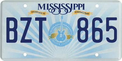 MS license plate BZT865