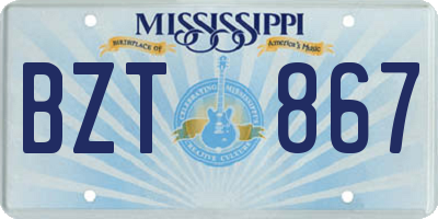 MS license plate BZT867