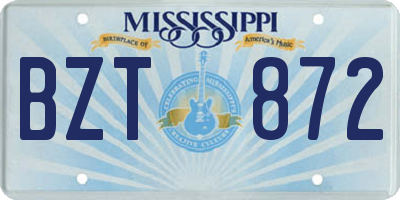 MS license plate BZT872