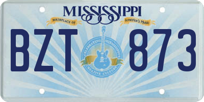 MS license plate BZT873