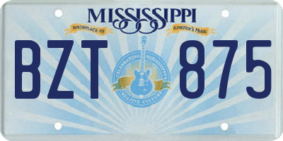 MS license plate BZT875