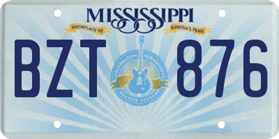 MS license plate BZT876
