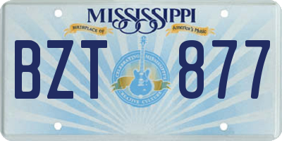 MS license plate BZT877