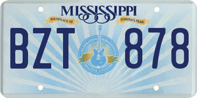 MS license plate BZT878