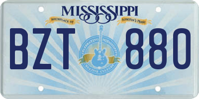 MS license plate BZT880