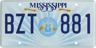 MS license plate BZT881
