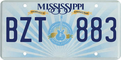 MS license plate BZT883