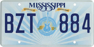 MS license plate BZT884