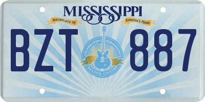 MS license plate BZT887