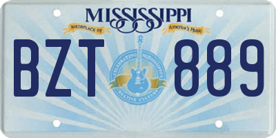 MS license plate BZT889