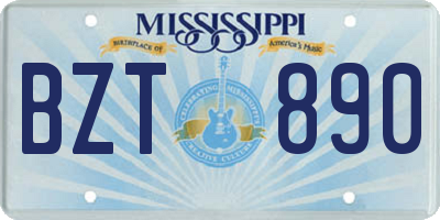 MS license plate BZT890