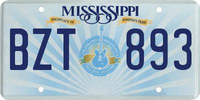 MS license plate BZT893