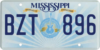 MS license plate BZT896