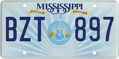 MS license plate BZT897
